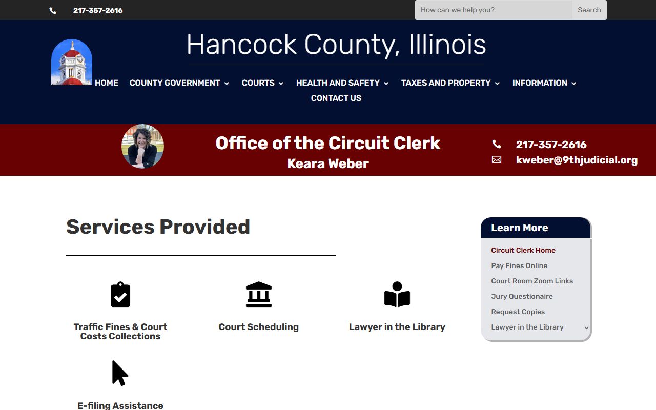 Hancock County Circuit Clerk court records page